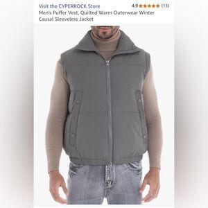 Men's Puffer Vest, Quilted Warm Outerwear Winter Causal Sleeveless Jacket SZ Med